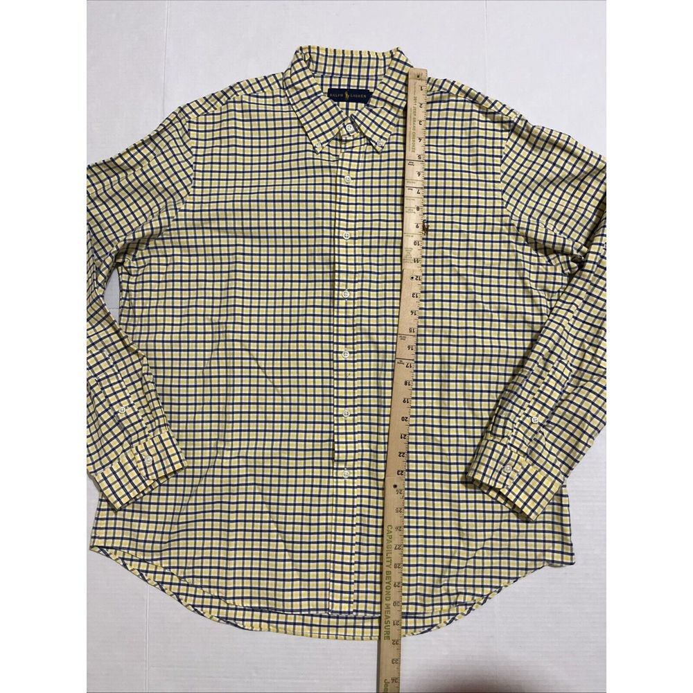 Polo Ralph Lauren Yellow Blue Plaid Oxford Button Down Shirt Sz 2XL Flesh Pony - Picture 7 of 12